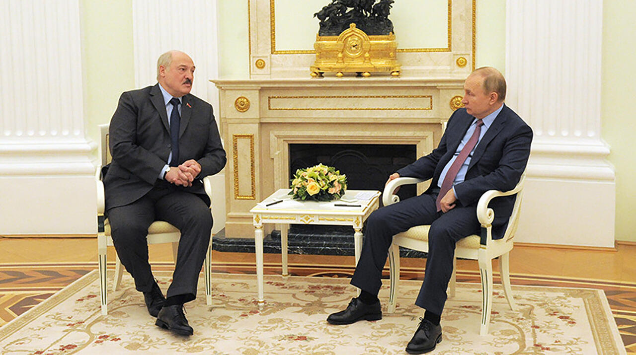 Александр Лукашенко и Владимир Путин. Фото пресс-службы Президента РФ - БЕЛТА